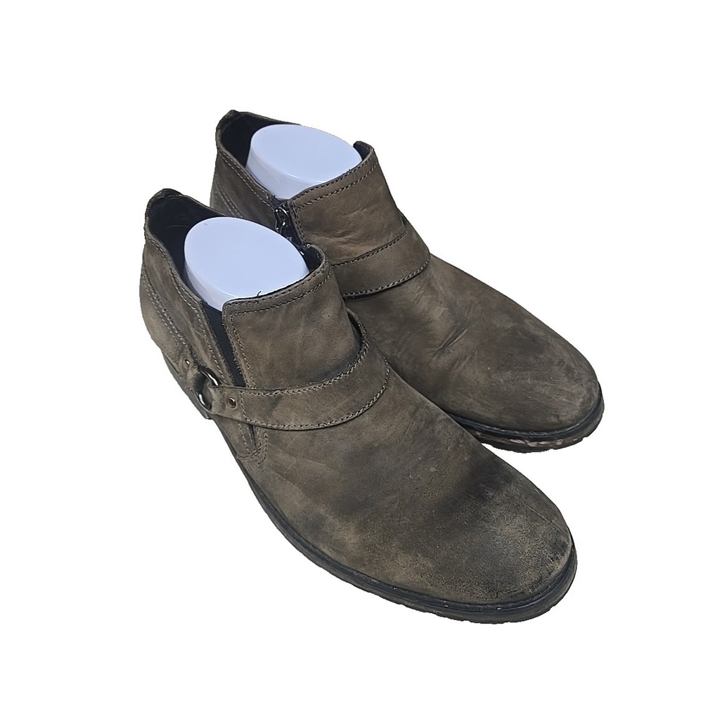 Donald J Pliner Bakula Tan Leather Side Zip O-Ring Ankle Boots Men's Size 10
